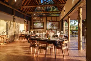 The indoor dining area.