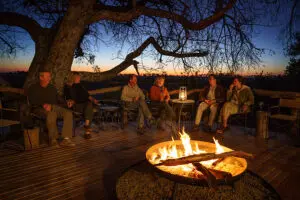 Fireside, pre-dinner chats.