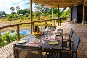 Enjoy al fresco lunches at Tubu Tree Camp. 