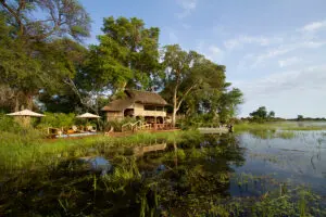 Set on an island and surrounded year round by water.