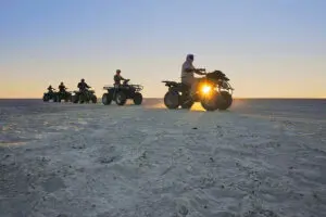 Quad biking on the along the salt pans.