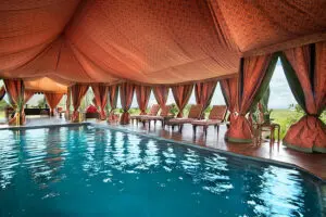 Covered swimming pool.