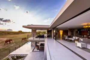 Jamala Madikwe's main lounge area opens out onto the deck, providing unmatched views of the reserve in South Africa's North West Province | Jamaica Madikwe