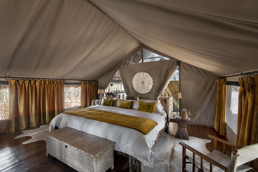 Tented suite interior at Jongomero.