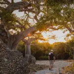 Exploración de las ruinas de Manda en la isla de Manda, Kenia.