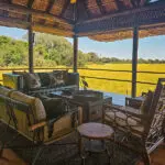 The shaded outdoor lounge.