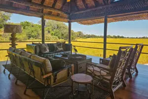 The shaded outdoor lounge.