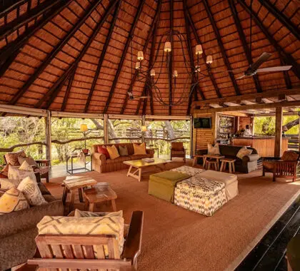 The lodge lounge and bar area. 