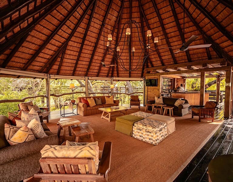 The lodge lounge and bar area. 