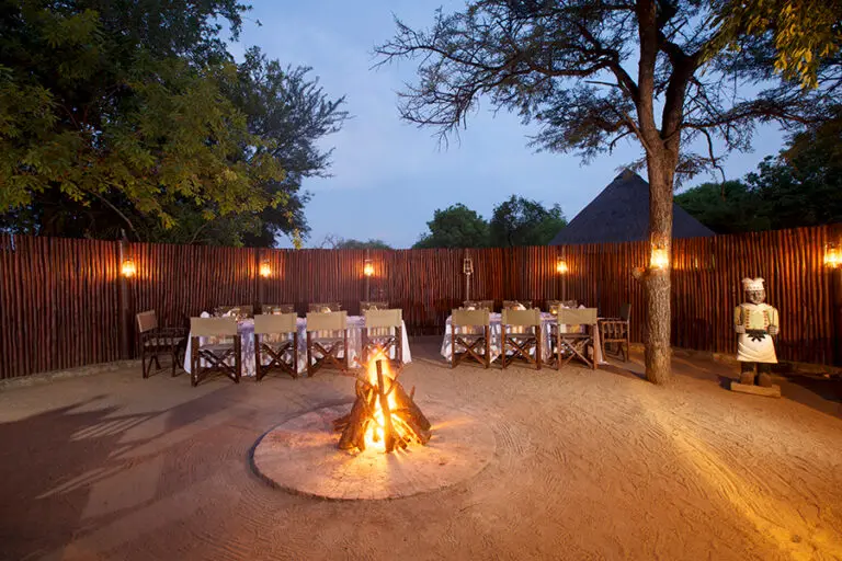 Enjoy a candlelit dinner outdoors around a roaring fire.