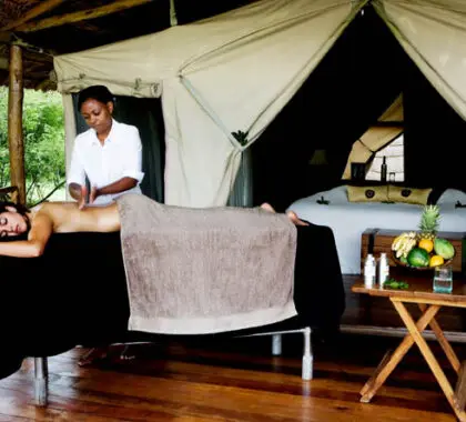 Enjoy professional spa treatments & pampering massages in the privacy of your tented suite.