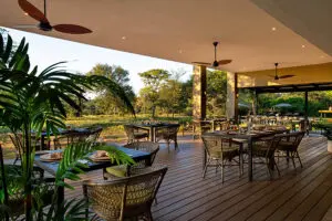 Dining on the verandah.