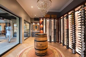 The wine cellar, with an excellent selection of fine South African wines.