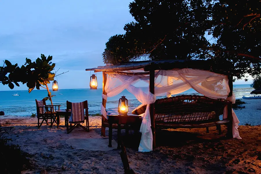 Beach sleep setup on Galu Beach.