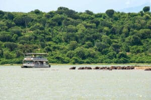 Crucero en barco por el canal de Kazinga.