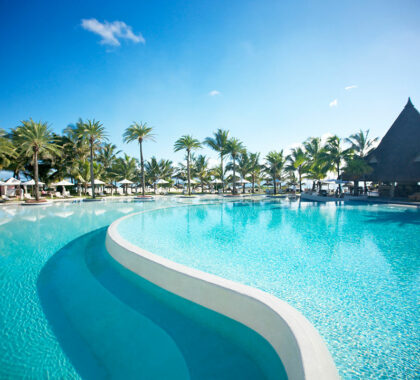 Spend a day beside the very large swimming pool which looks out over the lagoon. 