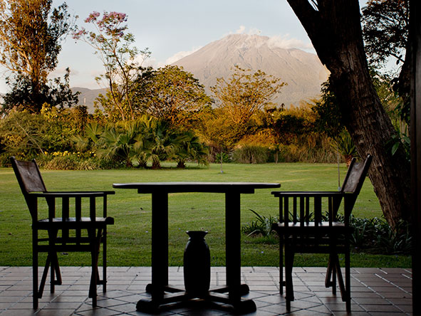 Coffee is served with an unbeatable view at Legendary Lodge.
