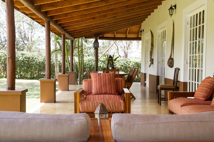 Veranda de la cabaña familiar.