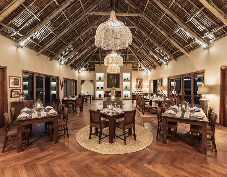 The indoor dining room. 