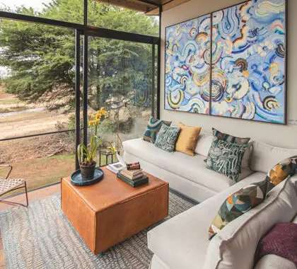 The indoor lounge areas all have views out through the floor-to-ceiling windows. 