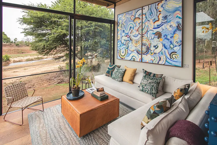 The indoor lounge areas all have views out through the floor-to-ceiling windows. 