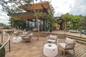 Get a drink at the bar and pick a spot on the viewing deck to relax and watch the river and wildlife. 