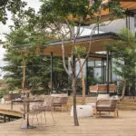 The expansive deck at Lion Sands Ivory Lodge in Sabi Sands, Kruger. 