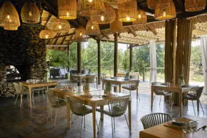 The indoor dining room.