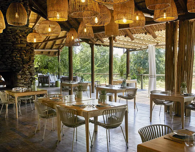 The indoor dining room.