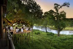 The dining deck overlooks the river, you'll often see elephants passing below. 
