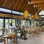 The indoor dining room.