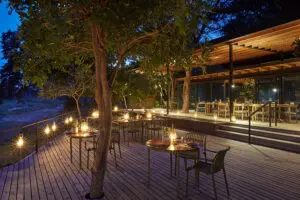 Evenings at Lion Sands River Lodge.