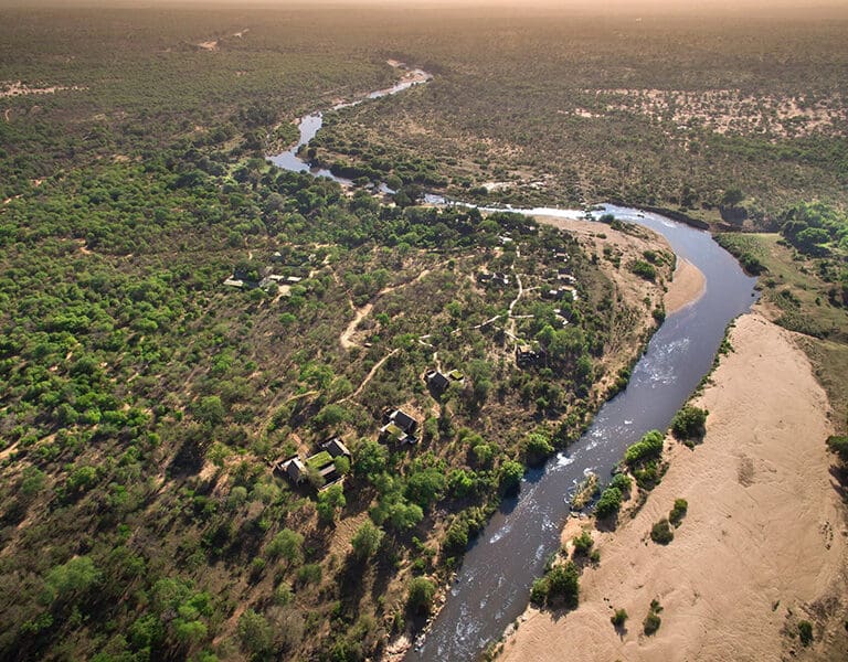 The lodge is set on the banks of the Sabie River. 