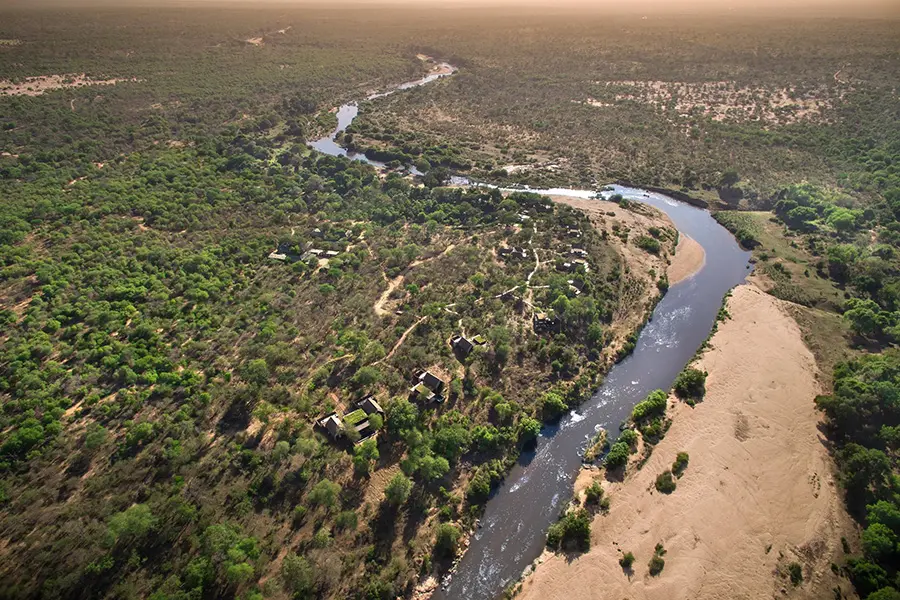 The lodge is set on the banks of the Sabie River. 