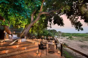 Enjoy exquisite dining on the deck.