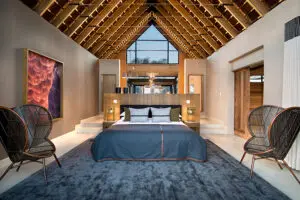 Sleep like royalty in the king sized bed.