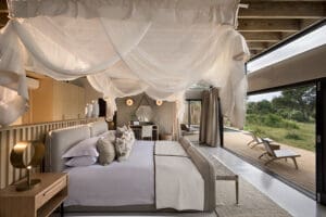 La elegante suite de Lion Sands.