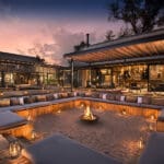 La impresionante zona boma del Lion Sands River Lodge.