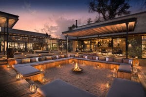 La impresionante zona boma del Lion Sands River Lodge.