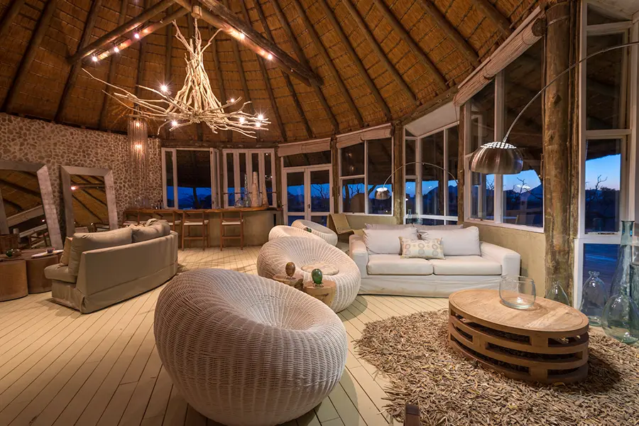 The lounge and bar area flows onto a spacious deck.