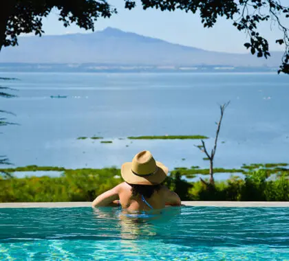 Vista desde la piscina de la Casa Loldia.