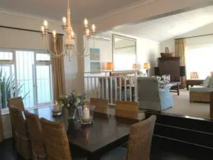 The lounge offers comfortable couches and a cozy interior.