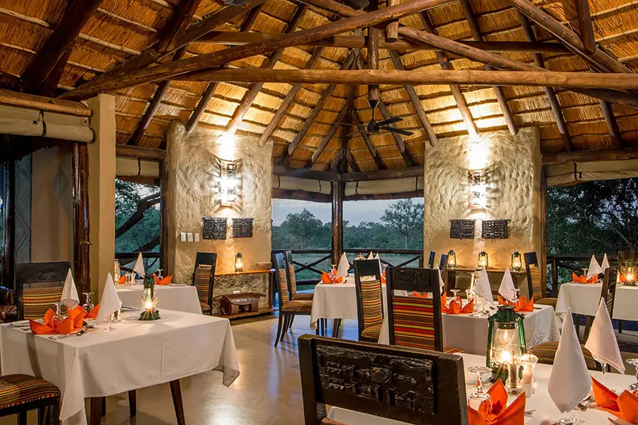 Dine in style in the dining area or out under the African night sky, enjoying some amazing South African wine.
