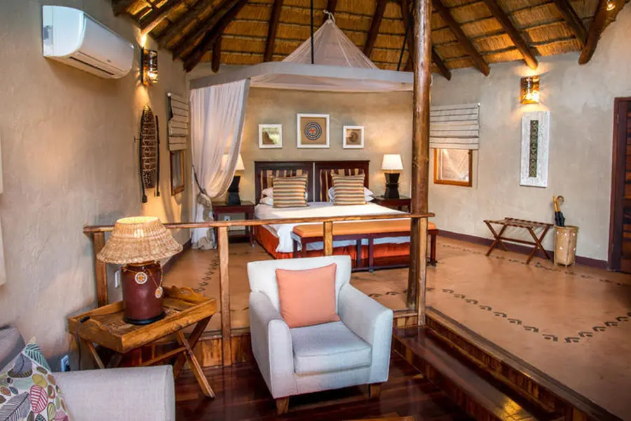 The suites at Lukimbi have a spacious lounge area and outdoor deck.
