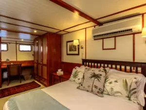 The cabins are spacious and luxuriously fitted with all the amenities you'd expect in a hotel.
