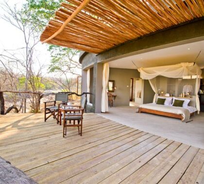 Each of the eight luxurious chalets at Mkulumadzi opens out onto a private viewing deck.