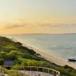 Mozambique's east coastline aglow at golden hour.