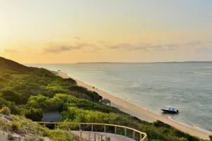 Mozambique's east coastline aglow at golden hour.