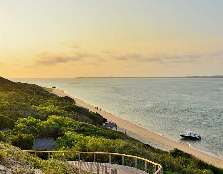 Mozambique's east coastline aglow at golden hour.