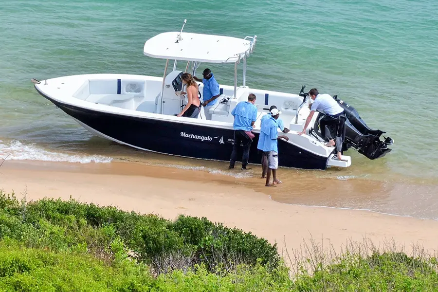 The lodges boat ready to take you out for a diving or snorkelling excursion.